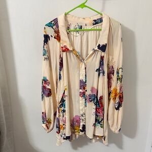 Free People Floral Cream Women's Top